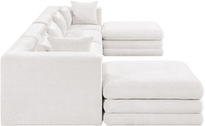Meridian Furniture Stellar Six Piece Chenille Modular Sectional Plush Upholstered Sofa for Large Living Rooms 608Cream-Sec6B