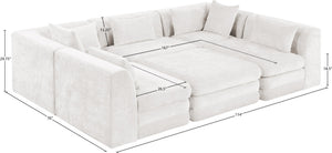 Meridian Furniture Stellar Six Piece Modular Sectional Plush Chenille Upholstery Large Living Room Sofa 608Cream-Sec6C