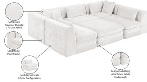 Meridian Furniture Stellar Six Piece Modular Sectional Plush Chenille Upholstery Large Living Room Sofa 608Cream-Sec6C