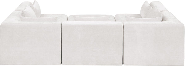 Meridian Furniture Stellar Six Piece Modular Sectional Plush Chenille Upholstery Large Living Room Sofa 608Cream-Sec6C
