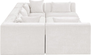 Meridian Furniture Stellar Six Piece Modular Sectional Plush Chenille Upholstery Large Living Room Sofa 608Cream-Sec6C