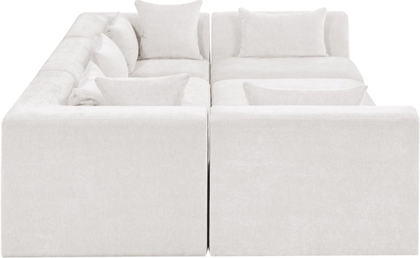 Meridian Furniture Stellar Six Piece Modular Sectional Plush Chenille Upholstery Large Living Room Sofa 608Cream-Sec6C