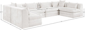 Meridian Furniture Stellar Six Piece Chenille Modular Sectional Plush Cream Upholstery for Open Living 608Cream-Sec6D