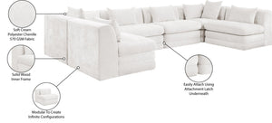 Meridian Furniture Stellar Six Piece Chenille Modular Sectional Plush Cream Upholstery for Open Living 608Cream-Sec6D