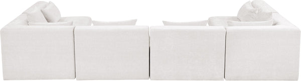 Meridian Furniture Stellar Six Piece Chenille Modular Sectional Plush Cream Upholstery for Open Living 608Cream-Sec6D
