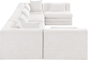 Meridian Furniture Stellar Six Piece Chenille Modular Sectional Plush Cream Upholstery for Open Living 608Cream-Sec6D