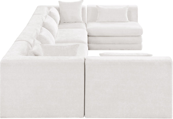 Meridian Furniture Stellar Six Piece Chenille Modular Sectional Plush Cream Upholstery for Open Living 608Cream-Sec6D