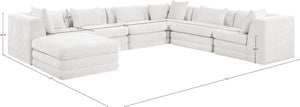 Meridian Furniture Stellar Seven Piece Modular Sectional Cream Chenille Sofa for Open Plan Living Rooms 608Cream-Sec7A