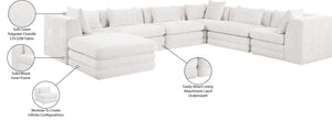 Meridian Furniture Stellar Seven Piece Modular Sectional Cream Chenille Sofa for Open Plan Living Rooms 608Cream-Sec7A