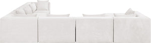 Meridian Furniture Stellar Seven Piece Modular Sectional Cream Chenille Sofa for Open Plan Living Rooms 608Cream-Sec7A