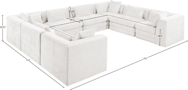 Meridian Furniture Stellar Eight Piece Modular Sectional Plush Chenille Upholstery Contemporary Living Room 608Cream-Sec8A