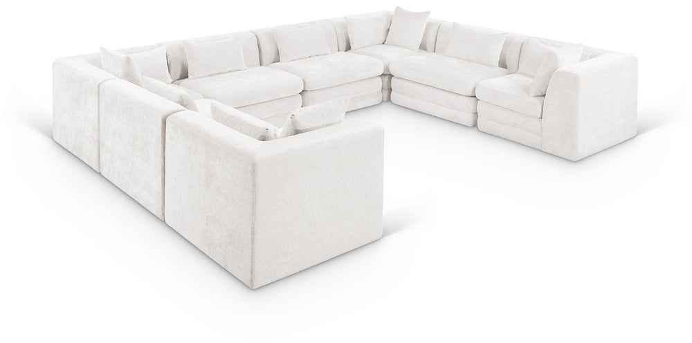Meridian Furniture Stellar Eight Piece Modular Sectional Plush Chenille Upholstery Contemporary Living Room 608Cream-Sec8A