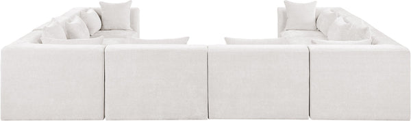 Meridian Furniture Stellar Eight Piece Modular Sectional Plush Chenille Upholstery Contemporary Living Room 608Cream-Sec8A