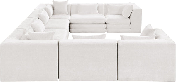 Meridian Furniture Stellar Eight Piece Modular Sectional Plush Chenille Upholstery Contemporary Living Room 608Cream-Sec8A