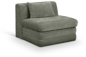 Meridian Furniture Stellar Modular Armless Chair in 570 Gsm Chenille Plush Upholstered Sectional for Living Room Green 608Green-Armless