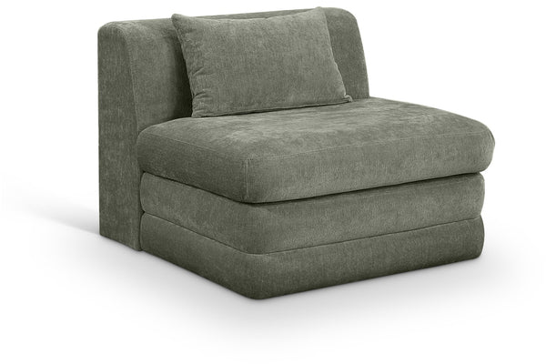 Meridian Furniture Stellar Modular Armless Chair in 570 Gsm Chenille Plush Upholstered Sectional for Living Room Green 608Green-Armless