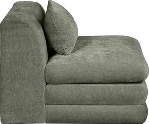 Meridian Furniture Stellar Modular Armless Chair in 570 Gsm Chenille Plush Upholstered Sectional for Living Room Green 608Green-Armless
