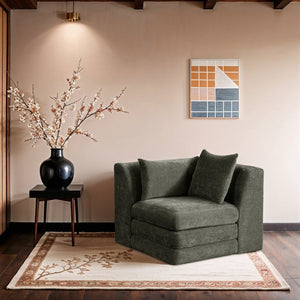 Meridian Furniture Stellar Plush Chenille Upholstered Modular Corner Accent Chair for Contemporary Living Rooms Green 608Green-Corner