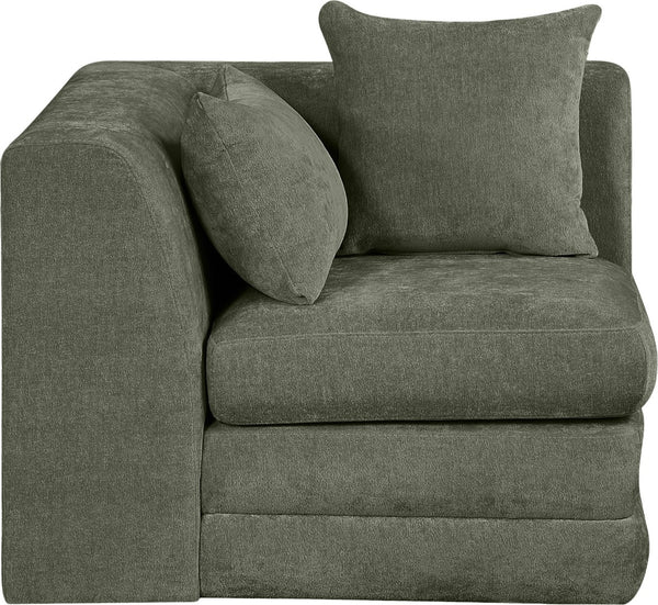 Meridian Furniture Stellar Plush Chenille Upholstered Modular Corner Accent Chair for Contemporary Living Rooms Green 608Green-Corner