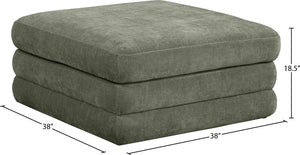 Meridian Furniture Stellar Chenille Upholstered Modular Ottoman Plush Sectional Seating for Contemporary Living Rooms Green 608Green-Ott