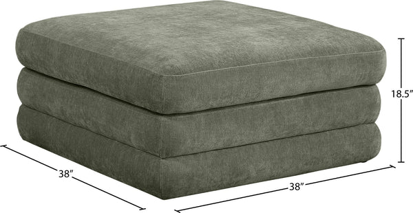 Meridian Furniture Stellar Chenille Upholstered Modular Ottoman Plush Sectional Seating for Contemporary Living Rooms Green 608Green-Ott