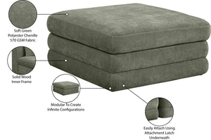 Meridian Furniture Stellar Chenille Upholstered Modular Ottoman Plush Sectional Seating for Contemporary Living Rooms Green 608Green-Ott