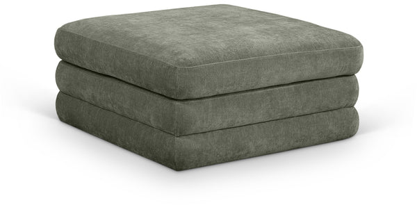 Meridian Furniture Stellar Chenille Upholstered Modular Ottoman Plush Sectional Seating for Contemporary Living Rooms Green 608Green-Ott
