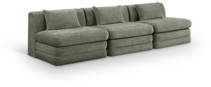 Meridian Furniture Stellar Three Piece Modular Sofa in Green Polyester Chenille for Contemporary Living 608Green-S114A