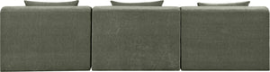 Meridian Furniture Stellar Three Piece Modular Sofa in Green Polyester Chenille for Contemporary Living 608Green-S114A