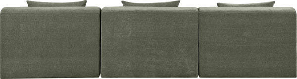 Meridian Furniture Stellar Three Piece Modular Sofa in Green Polyester Chenille for Contemporary Living 608Green-S114A