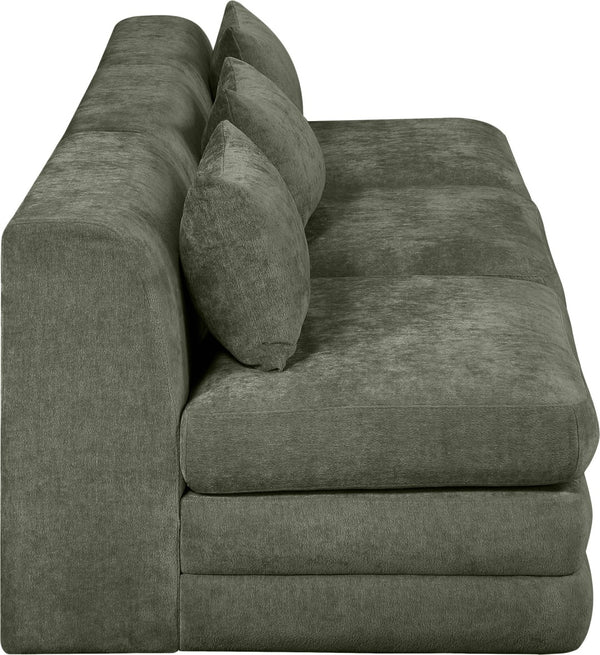 Meridian Furniture Stellar Three Piece Modular Sofa in Green Polyester Chenille for Contemporary Living 608Green-S114A