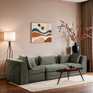 Meridian Furniture Stellar Modular Chenille Sofa Three Piece Reconfigurable Set for Modern Living Rooms 608Green-S114B