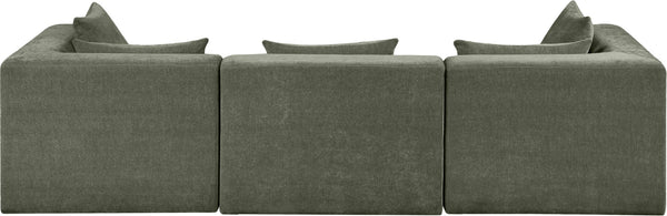 Meridian Furniture Stellar Modular Chenille Sofa Three Piece Reconfigurable Set for Modern Living Rooms 608Green-S114B
