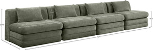 Meridian Furniture Stellar Four Piece Modular Sofa Plush Green Chenille Upholstery Great Room Seating 608Green-S152A