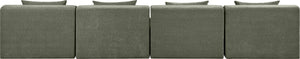 Meridian Furniture Stellar Four Piece Modular Sofa Plush Green Chenille Upholstery Great Room Seating 608Green-S152A