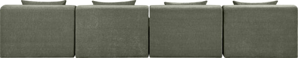 Meridian Furniture Stellar Four Piece Modular Sofa Plush Green Chenille Upholstery Great Room Seating 608Green-S152A