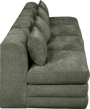 Meridian Furniture Stellar Four Piece Modular Sofa Plush Green Chenille Upholstery Great Room Seating 608Green-S152A