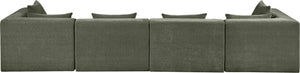 Meridian Furniture Stellar Four Piece Modular Sofa Plush Green Chenille Living Room Sectional Set 608Green-S152B