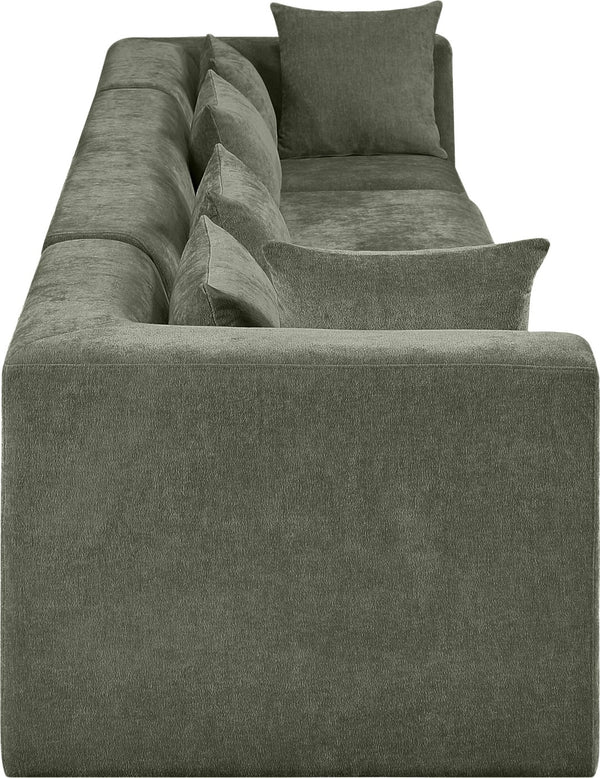 Meridian Furniture Stellar Four Piece Modular Sofa Plush Green Chenille Living Room Sectional Set 608Green-S152B