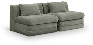 Meridian Furniture Stellar Two Piece Modular Sofa in Plush Chenille for Contemporary Living Spaces 608Green-S76A