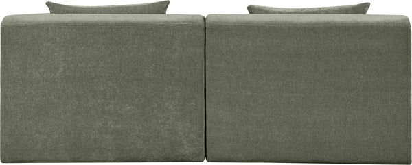 Meridian Furniture Stellar Two Piece Modular Sofa in Plush Chenille for Contemporary Living Spaces 608Green-S76A