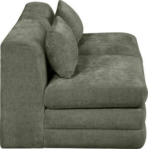 Meridian Furniture Stellar Two Piece Modular Sofa in Plush Chenille for Contemporary Living Spaces 608Green-S76A
