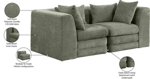 Meridian Furniture Stellar Two-piece Modular Sofa with Plush Chenille Upholstery for Contemporary Living 608Green-S76B