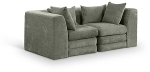 Meridian Furniture Stellar Two-piece Modular Sofa with Plush Chenille Upholstery for Contemporary Living 608Green-S76B