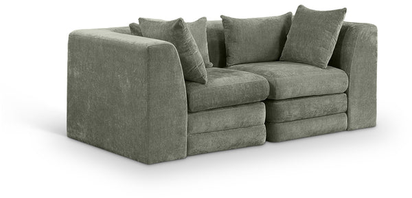 Meridian Furniture Stellar Two-piece Modular Sofa with Plush Chenille Upholstery for Contemporary Living 608Green-S76B