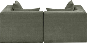 Meridian Furniture Stellar Two-piece Modular Sofa with Plush Chenille Upholstery for Contemporary Living 608Green-S76B