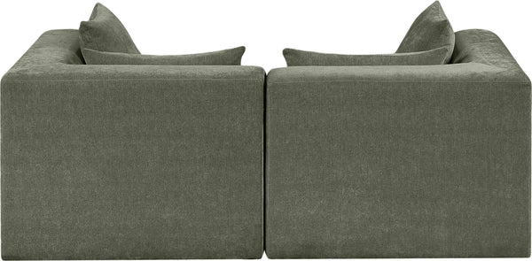 Meridian Furniture Stellar Two-piece Modular Sofa with Plush Chenille Upholstery for Contemporary Living 608Green-S76B