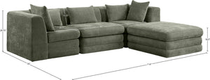 Meridian Furniture Stellar Four Piece Modular Sectional Soft Chenille Upholstery Reconfigurable Living Room Sofa 608Green-Sec4A