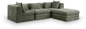 Meridian Furniture Stellar Four Piece Modular Sectional Soft Chenille Upholstery Reconfigurable Living Room Sofa 608Green-Sec4A