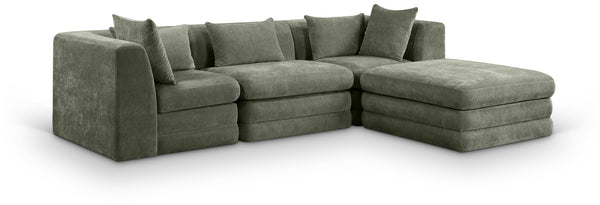 Meridian Furniture Stellar Four Piece Modular Sectional Soft Chenille Upholstery Reconfigurable Living Room Sofa 608Green-Sec4A
